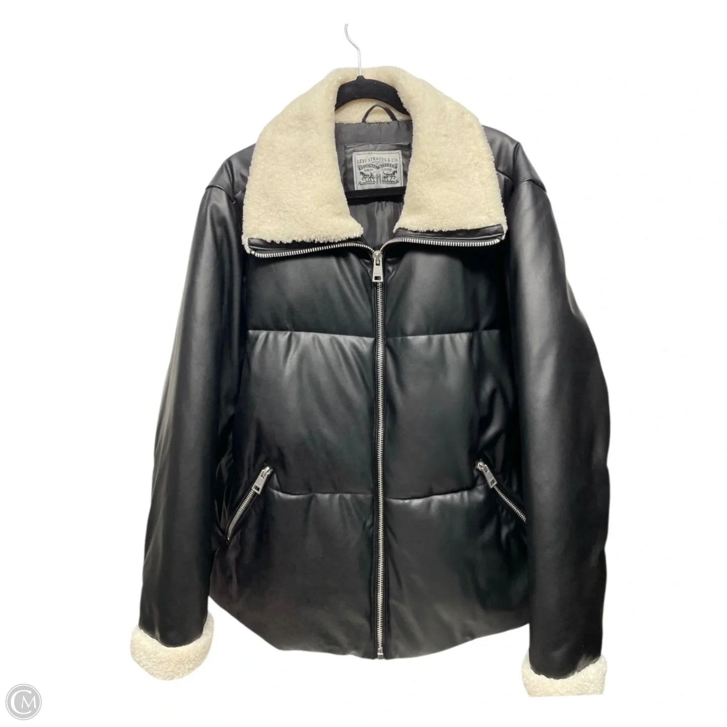 Coat Puffer & Quilted By Levis In Black & Cream, Size: 3x