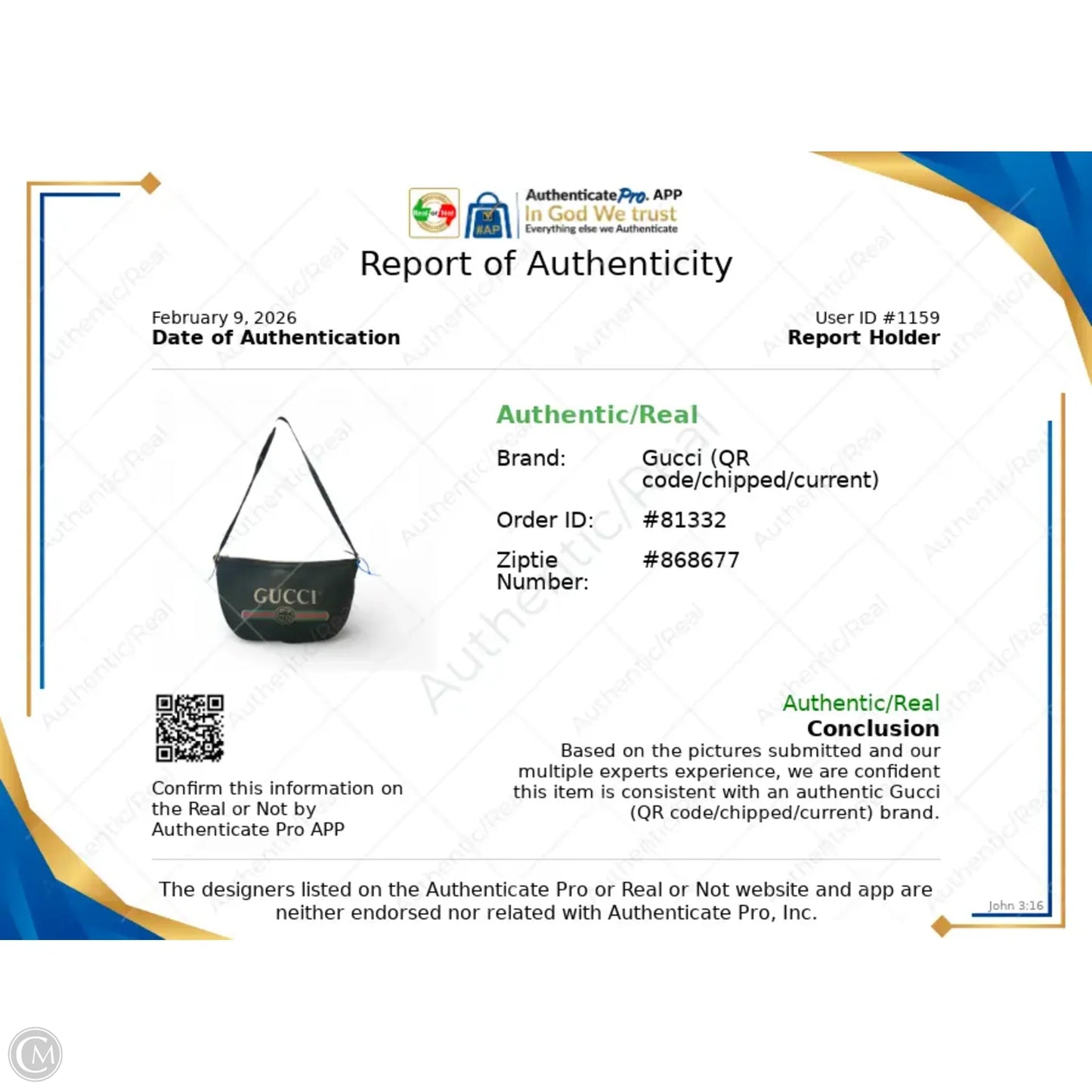 Crossbody Luxury Designer By Gucci, Size: Large