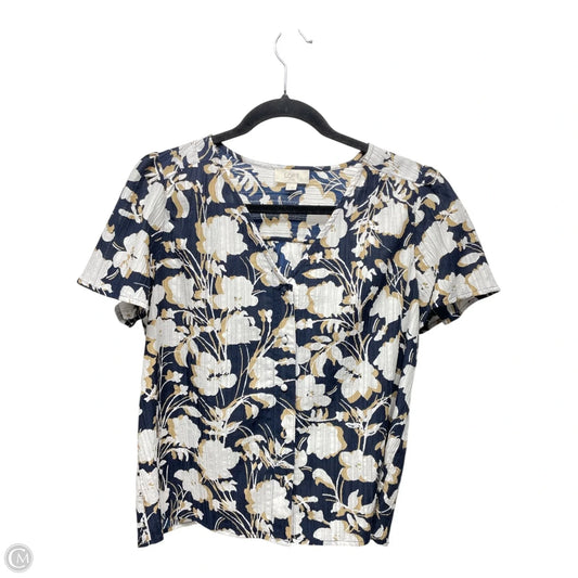 Top Short Sleeve By Loft In Blue & White, Size: S