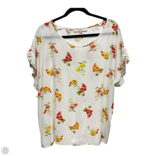 Top Short Sleeve By Loft In White, Size: Xl