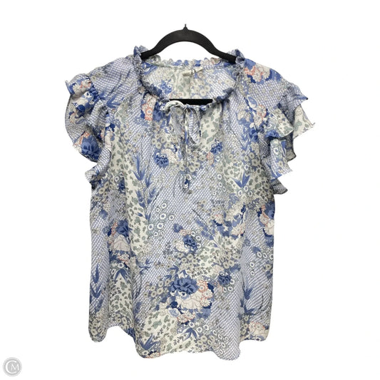 Top Short Sleeve By Joie In Blue & Cream, Size: M