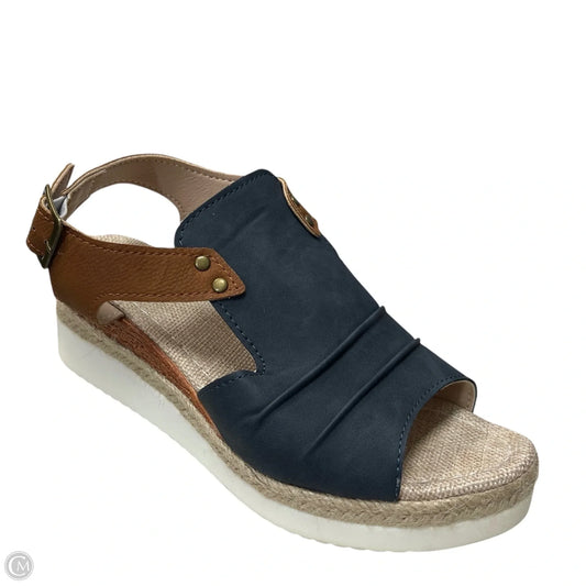 Sandals Heels Wedge By Clothes Mentor In Blue, Size: 7.5