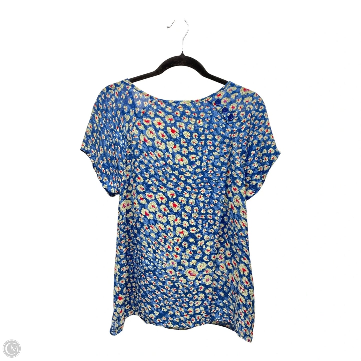 Top Short Sleeve By Cabi In Blue Red & White, Size: S