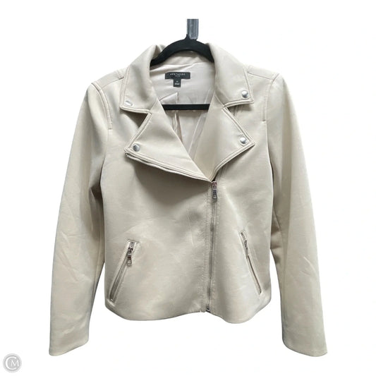 Jacket Moto By Ann Taylor In Tan, Size: Mp