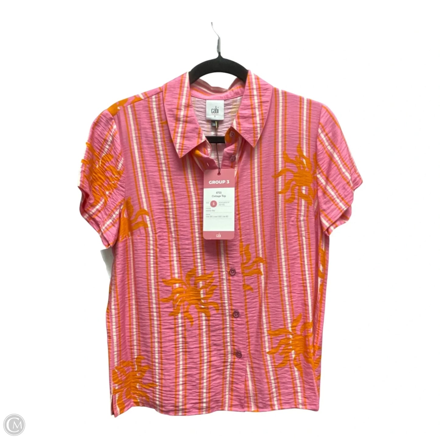 Top Short Sleeve By Cabi In Orange & Pink, Size: S