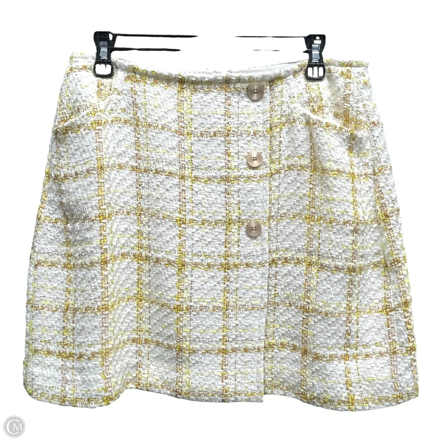 Skirt Mini & Short By Cabi In White & Yellow, Size: 8
