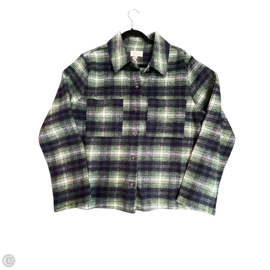 Jacket Shirt By Melloday In Blue & Green, Size: Xl