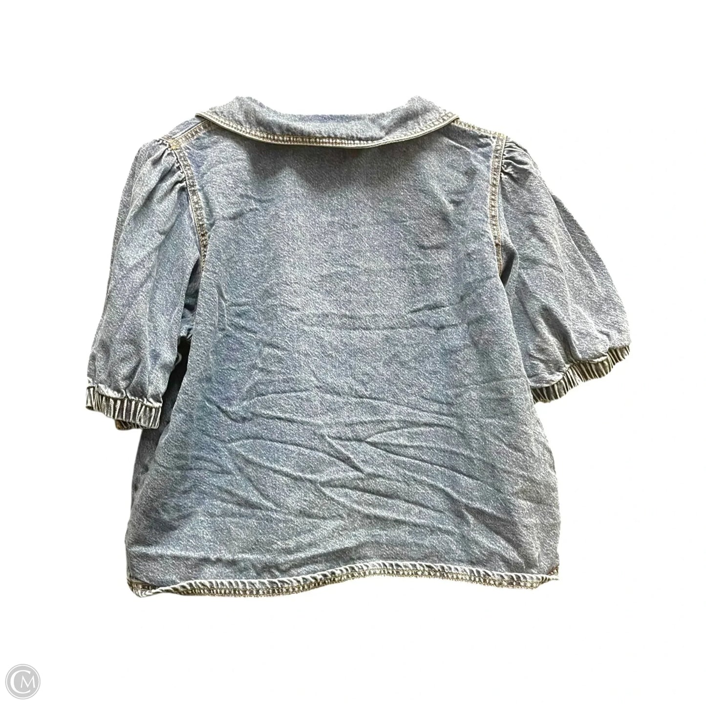 Top Short Sleeve By Calligraphie In Blue Denim, Size: Xl