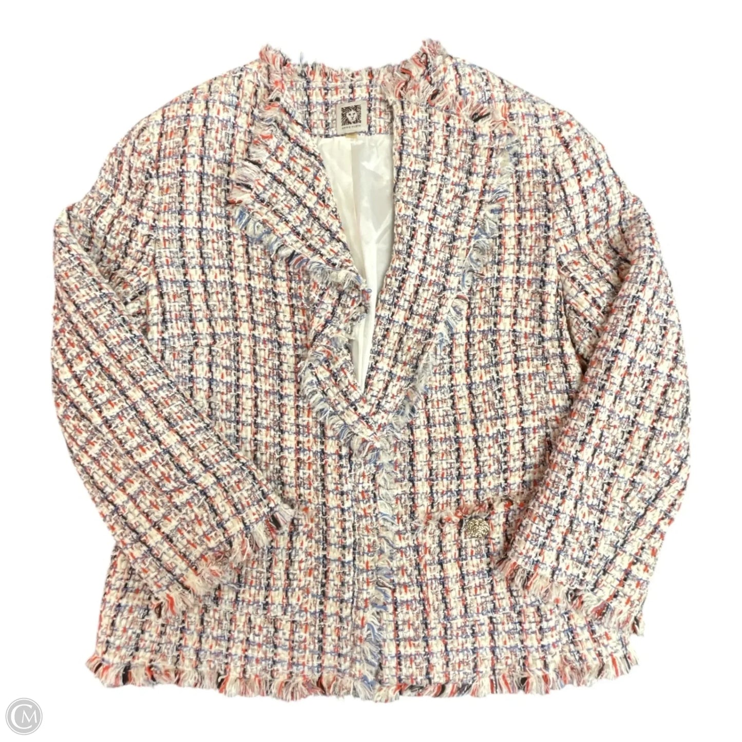 Blazer By Anne Klein In Blue Red & White, Size: 8