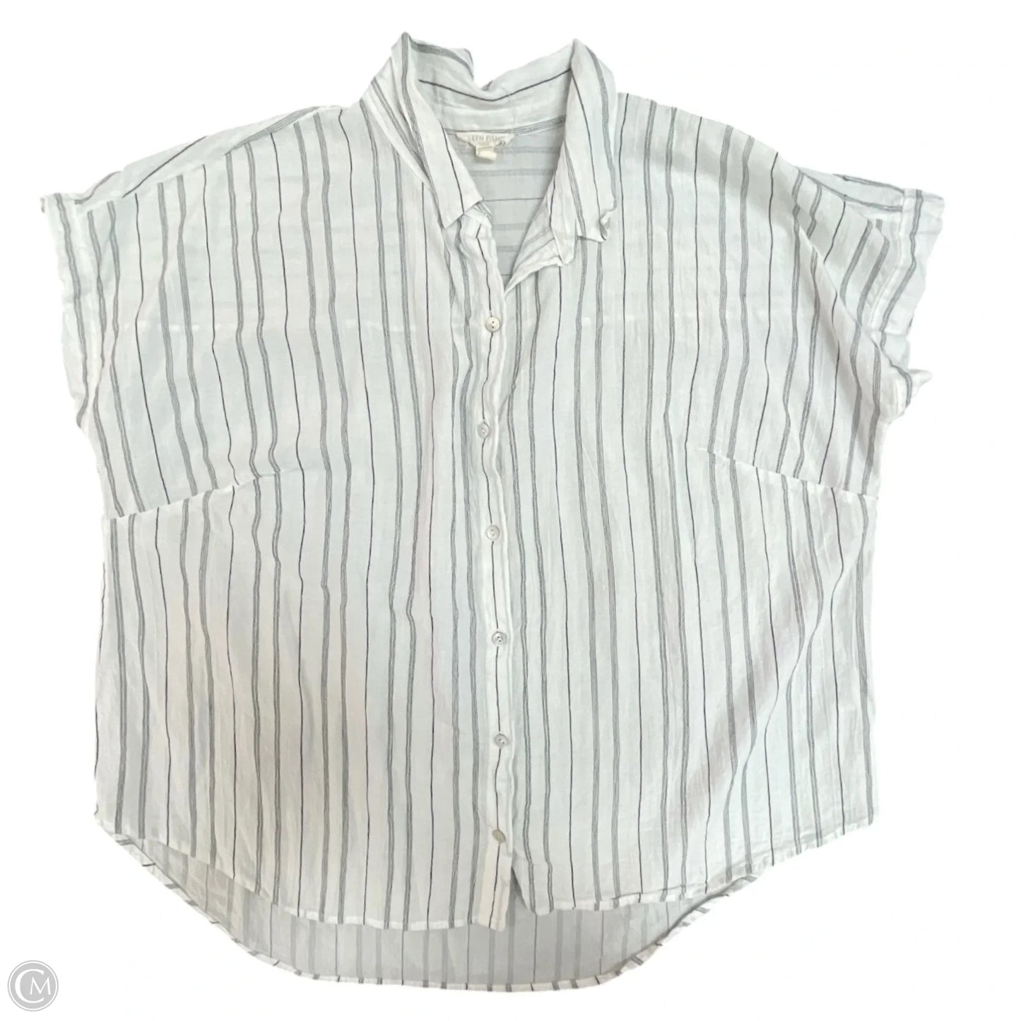 Top Short Sleeve By Eileen Fisher In Striped Pattern, Size: 1x