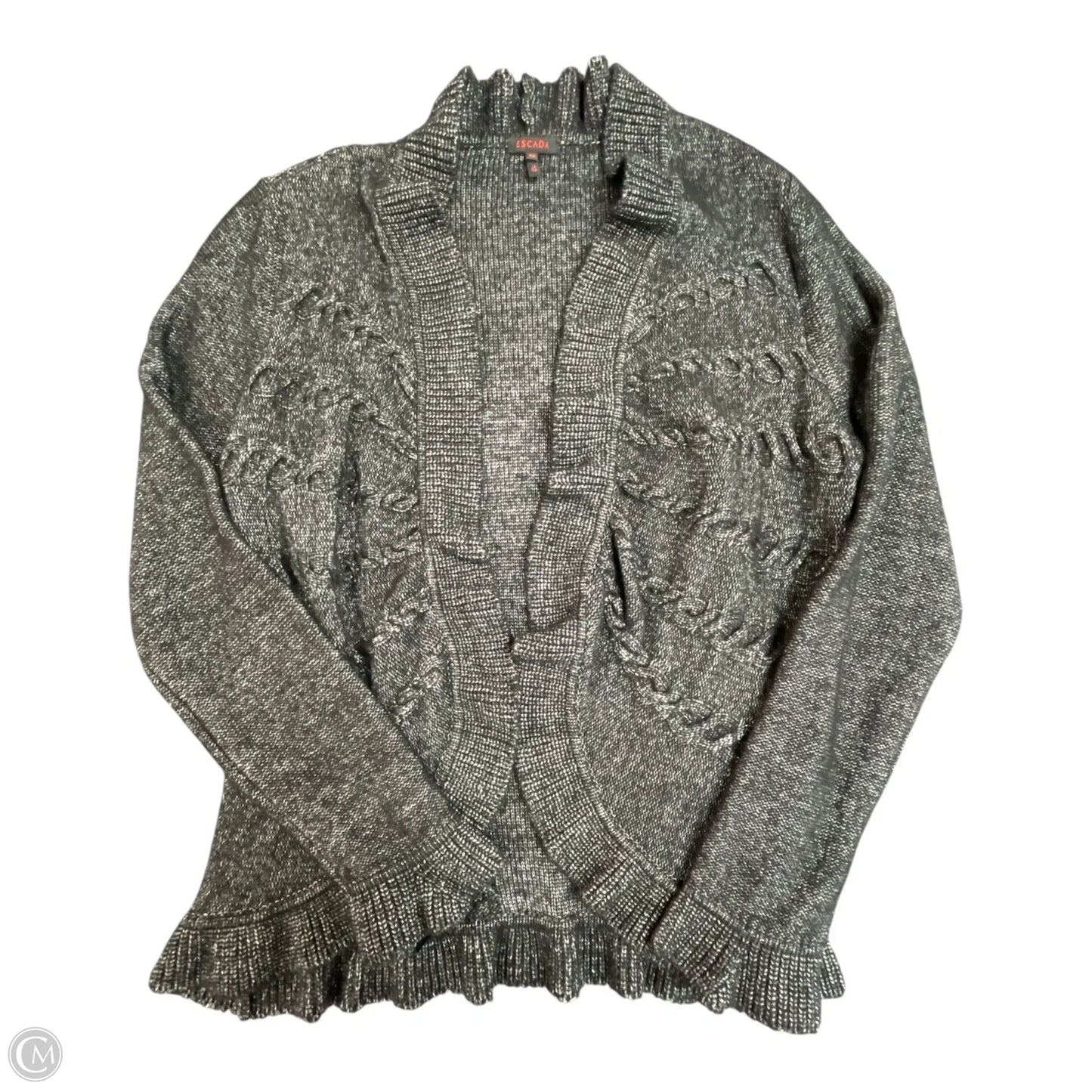 Sweater Cardigan Designer By Escada In Black, Size: L
