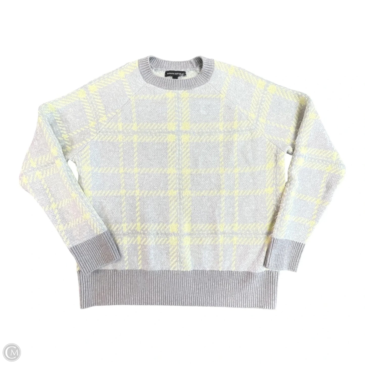 Sweater By Banana Republic In Grey & Yellow, Size: L