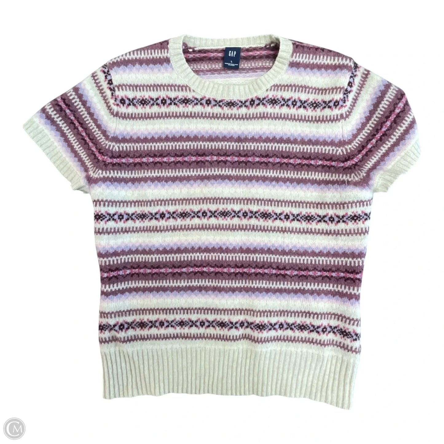 Sweater Short Sleeve By Gap In Cream & Pink, Size: L