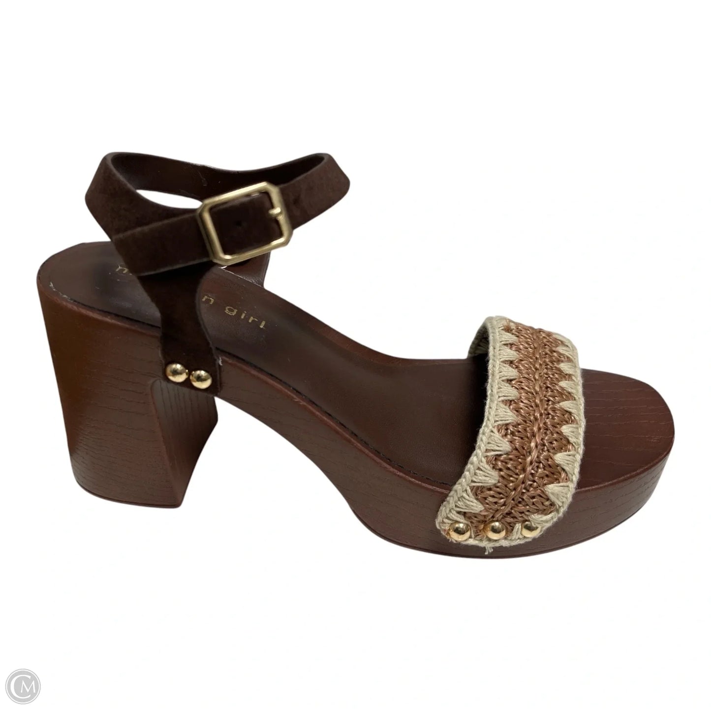 Sandals Heels Block By Madden Girl In Brown & Cream, Size: 7