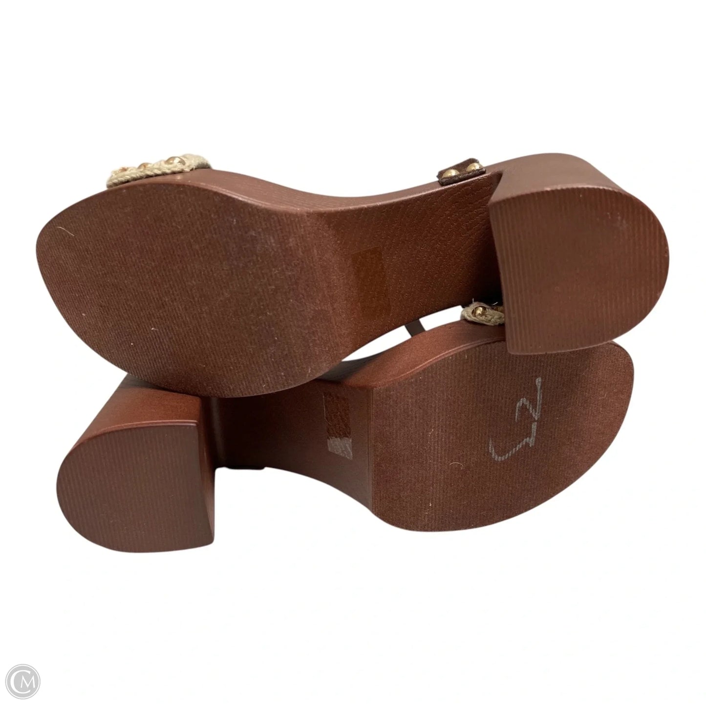 Sandals Heels Block By Madden Girl In Brown & Cream, Size: 7
