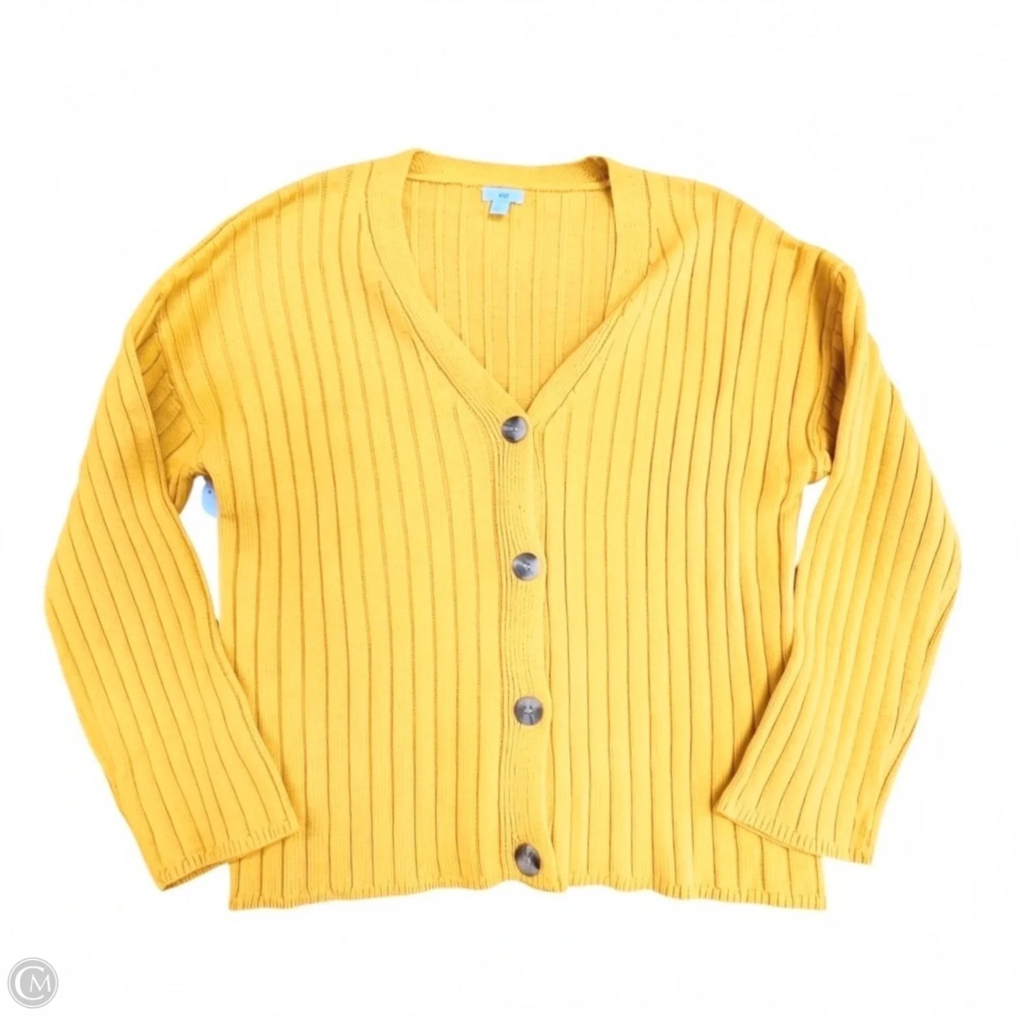Sweater Cardigan By Dip In Yellow, Size: L