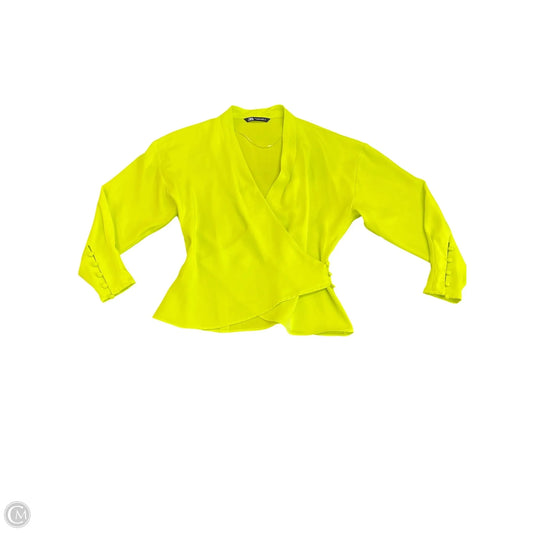 Top Long Sleeve By Zara In Green, Size: S
