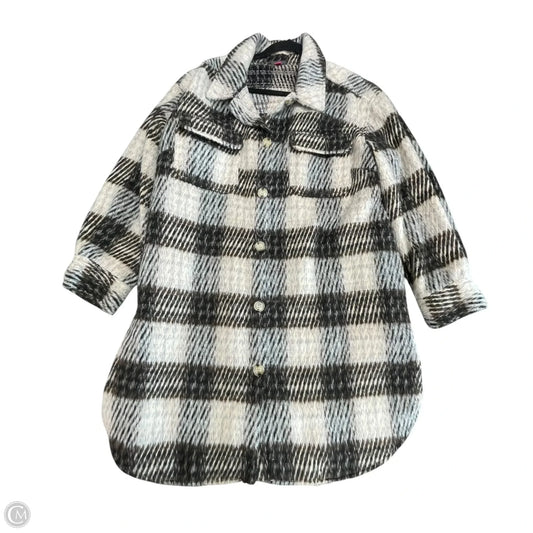 Jacket Shirt By Vince Camuto In Brown & Cream, Size: 1x
