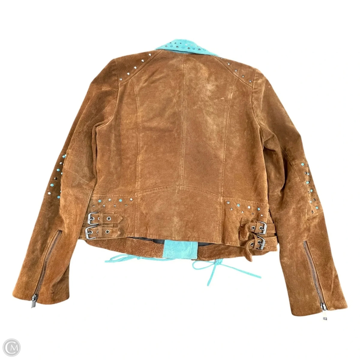 Jacket Leather By Bagatelle In Blue & Brown, Size: M