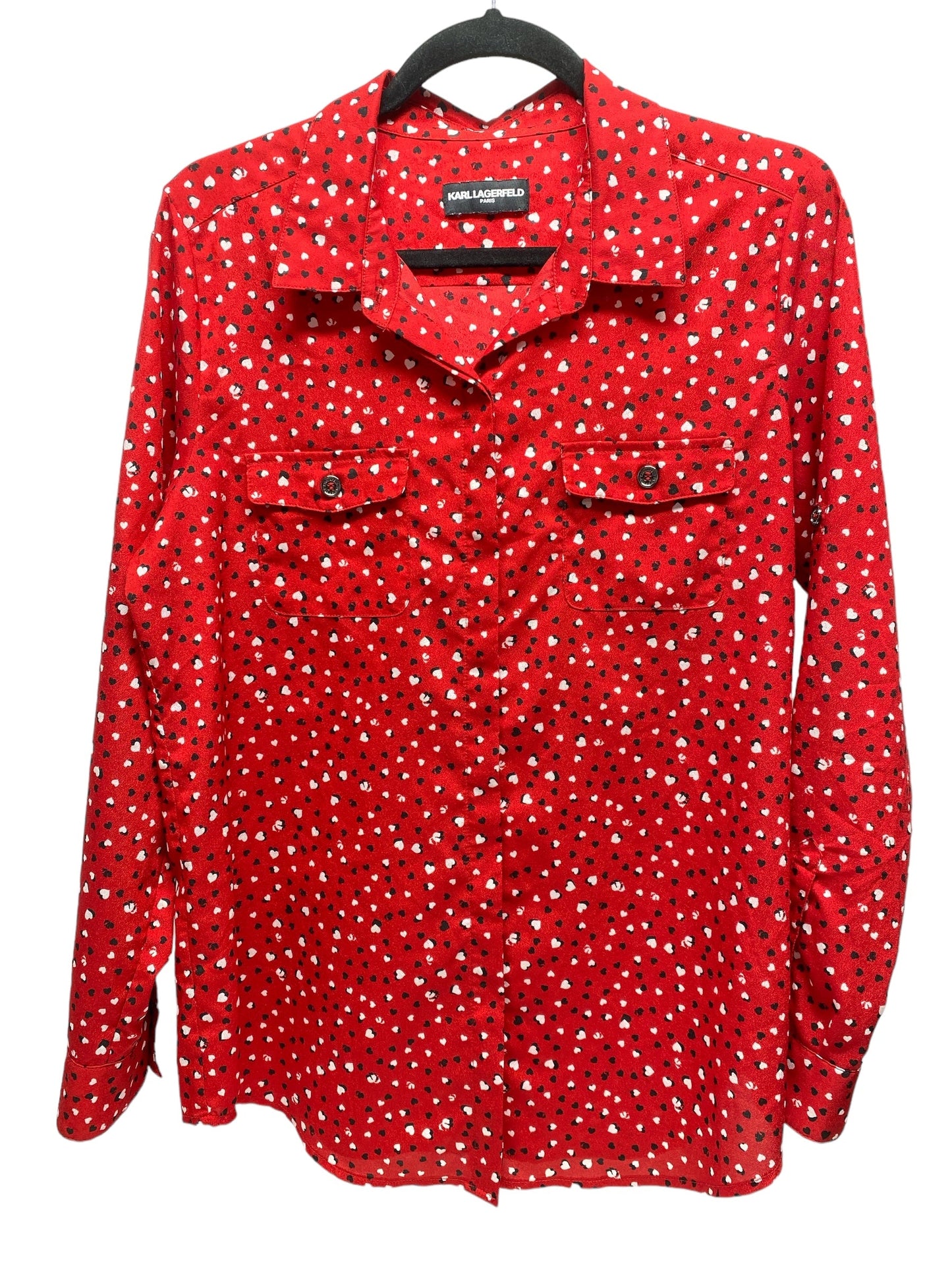 Top Long Sleeve By Karl Lagerfeld In Red, Size: L