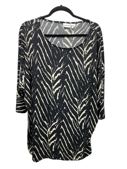 Zebra Print Top 3/4 Sleeve Chicos, Size L