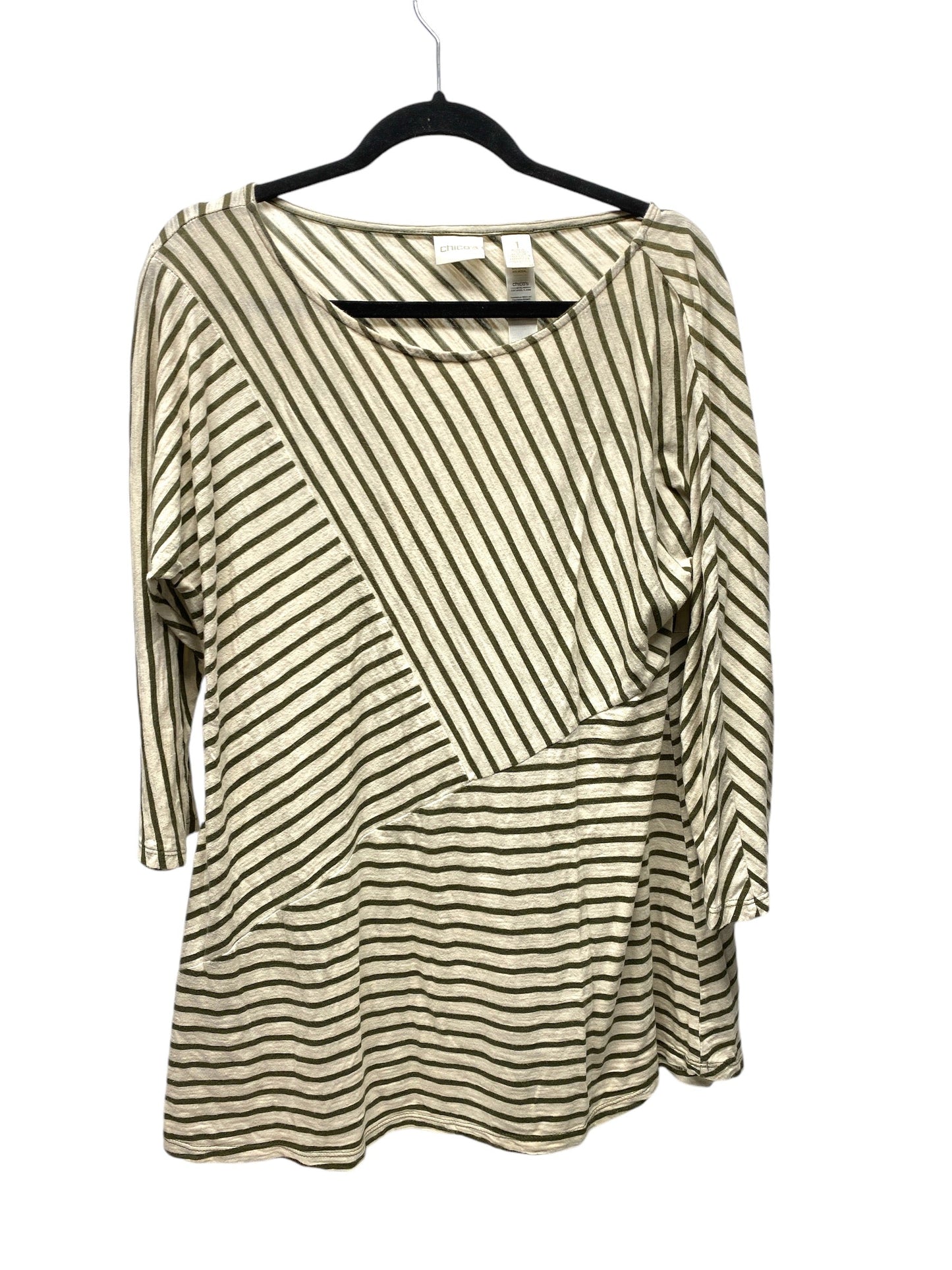 Top Long Sleeve By Chicos In Striped Pattern, Size: M