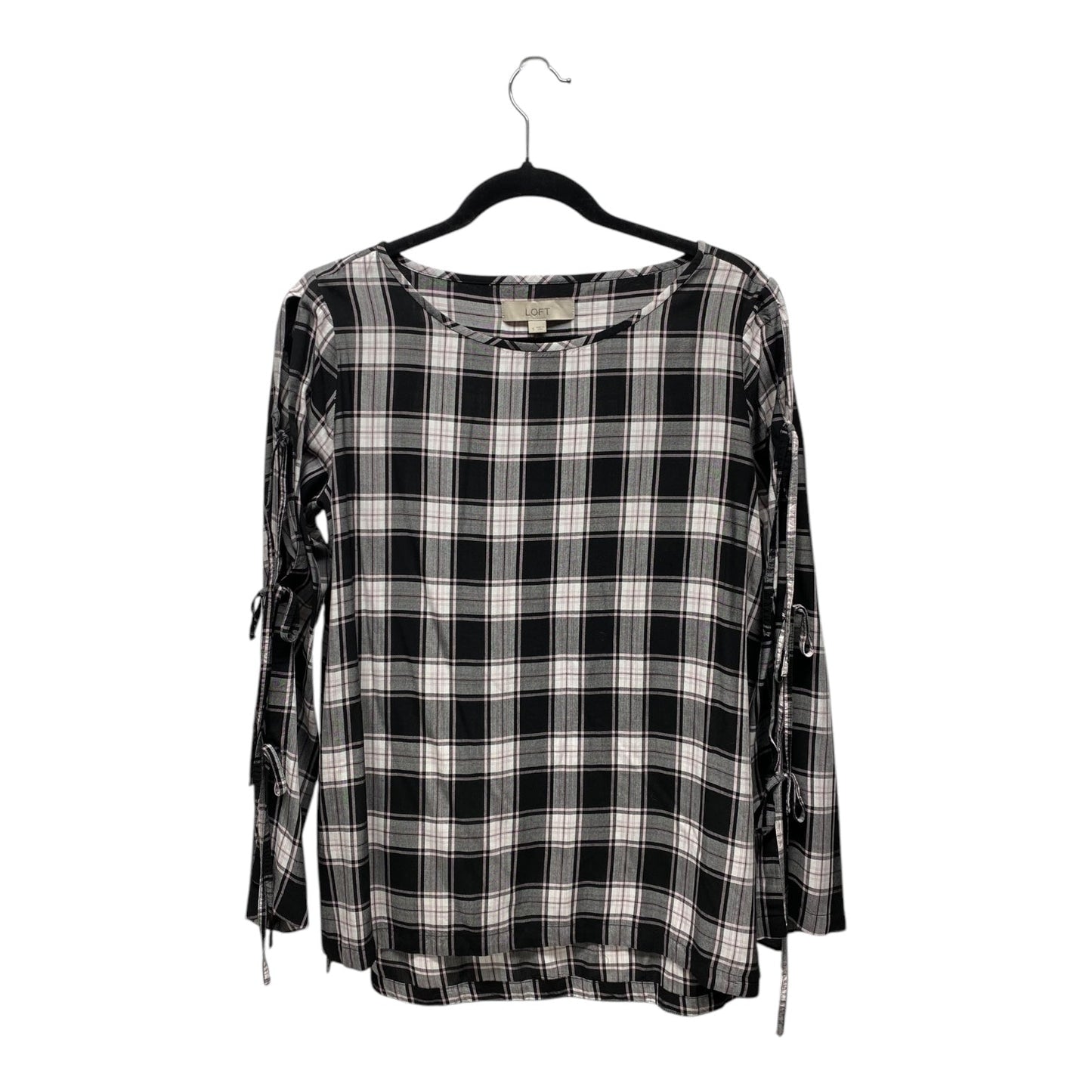 Top Long Sleeve By Loft In Plaid Pattern, Size: S