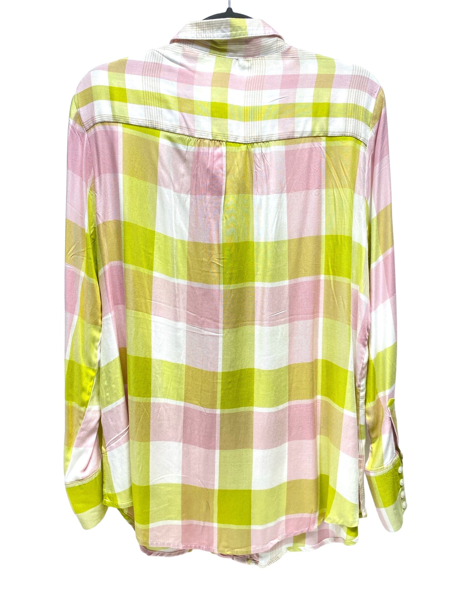 Top Long Sleeve By Cato In Plaid Pattern, Size: L