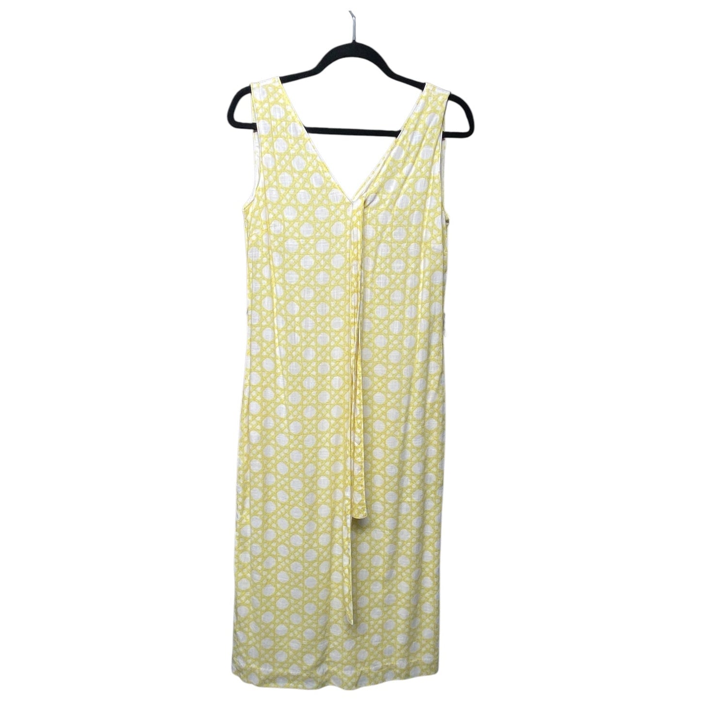 Dress Casual Midi By Ann Taylor In White & Yellow, Size: 2