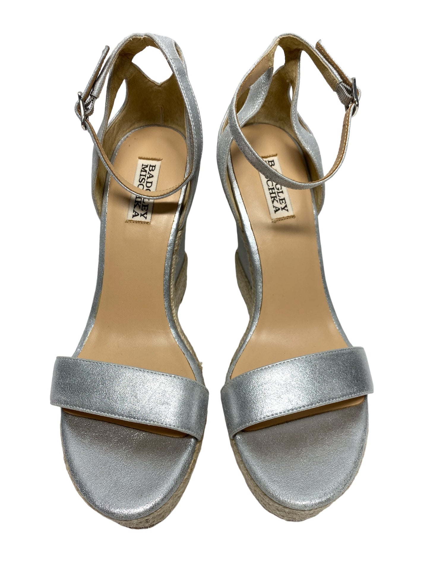 Silver Sandals Designer Badgley Mischka, Size 9.5