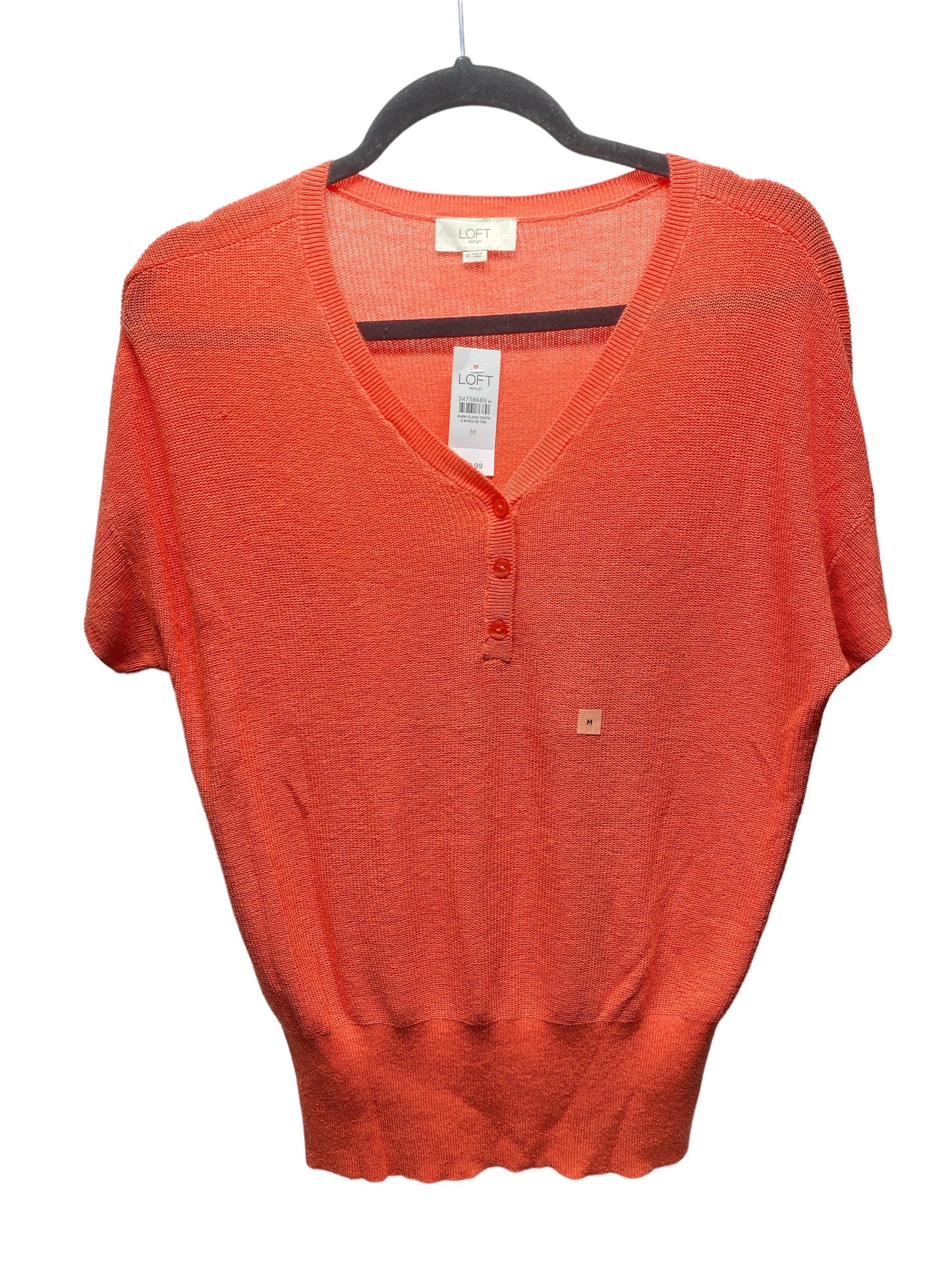 Orange Sweater Short Sleeve Loft, Size M