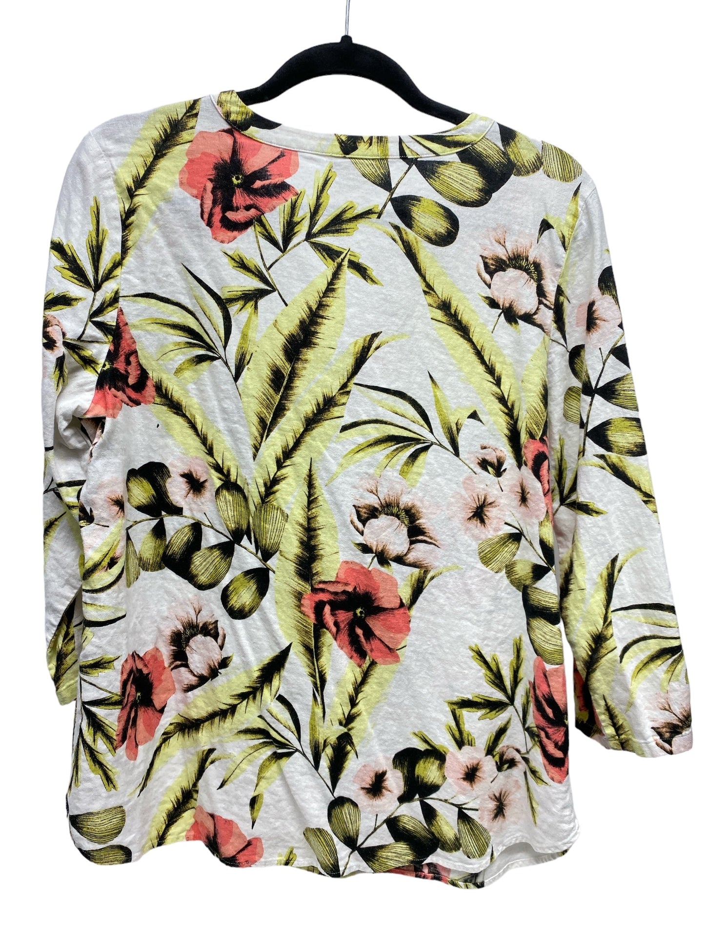 Top 3/4 Sleeve By Van Heusen In Tropical Print, Size: L