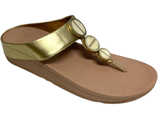 Gold & Pink Sandals Flip Flops Fitflop, Size 8