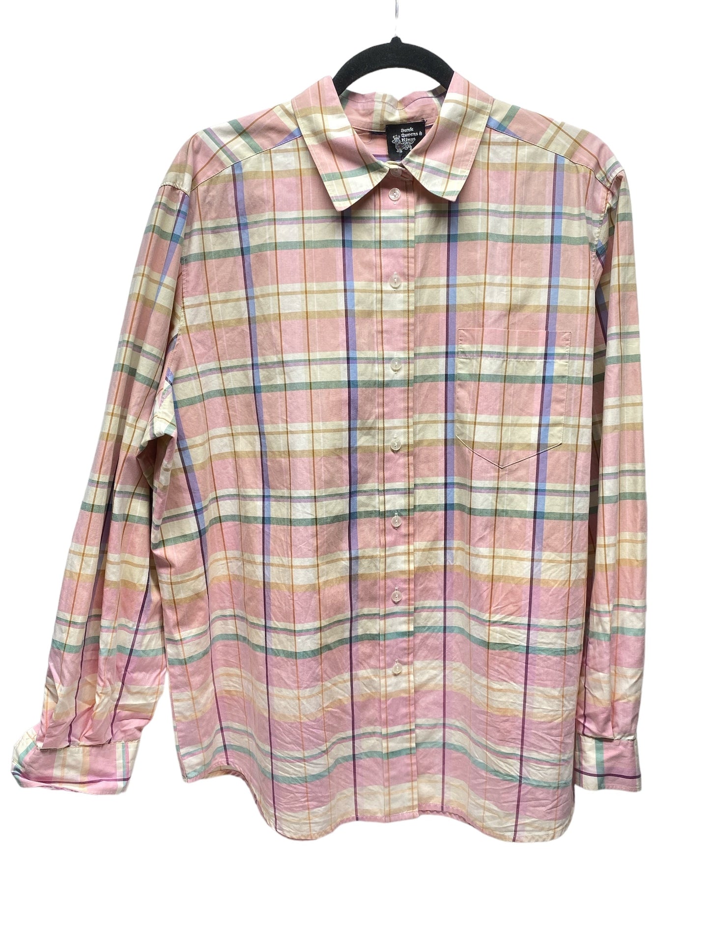 Top Long Sleeve By Clothes Mentor In Plaid Pattern, Size: L