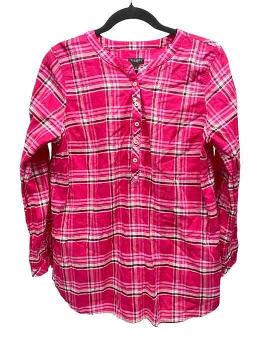 Top Long Sleeve By Talbots In Plaid Pattern, Size: L