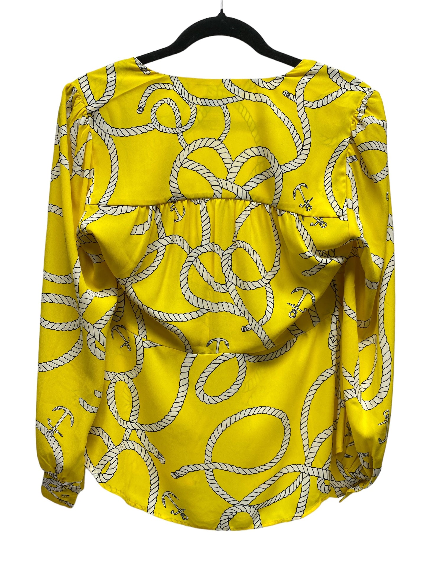 White & Yellow Top Long Sleeve Cabi, Size S