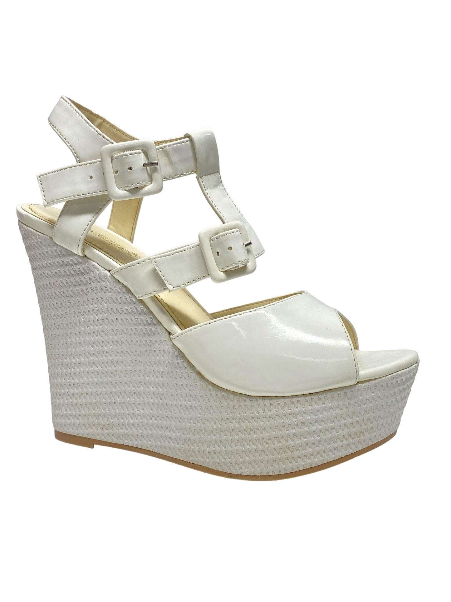 White Sandals Heels Platform Shoedazzle, Size 10