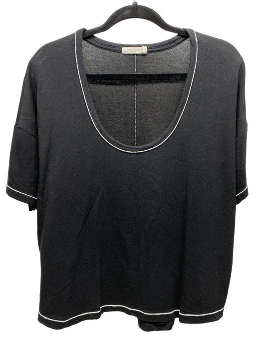 Top Short Sleeve Designer By Rag And Bone In Black & White, Size: M