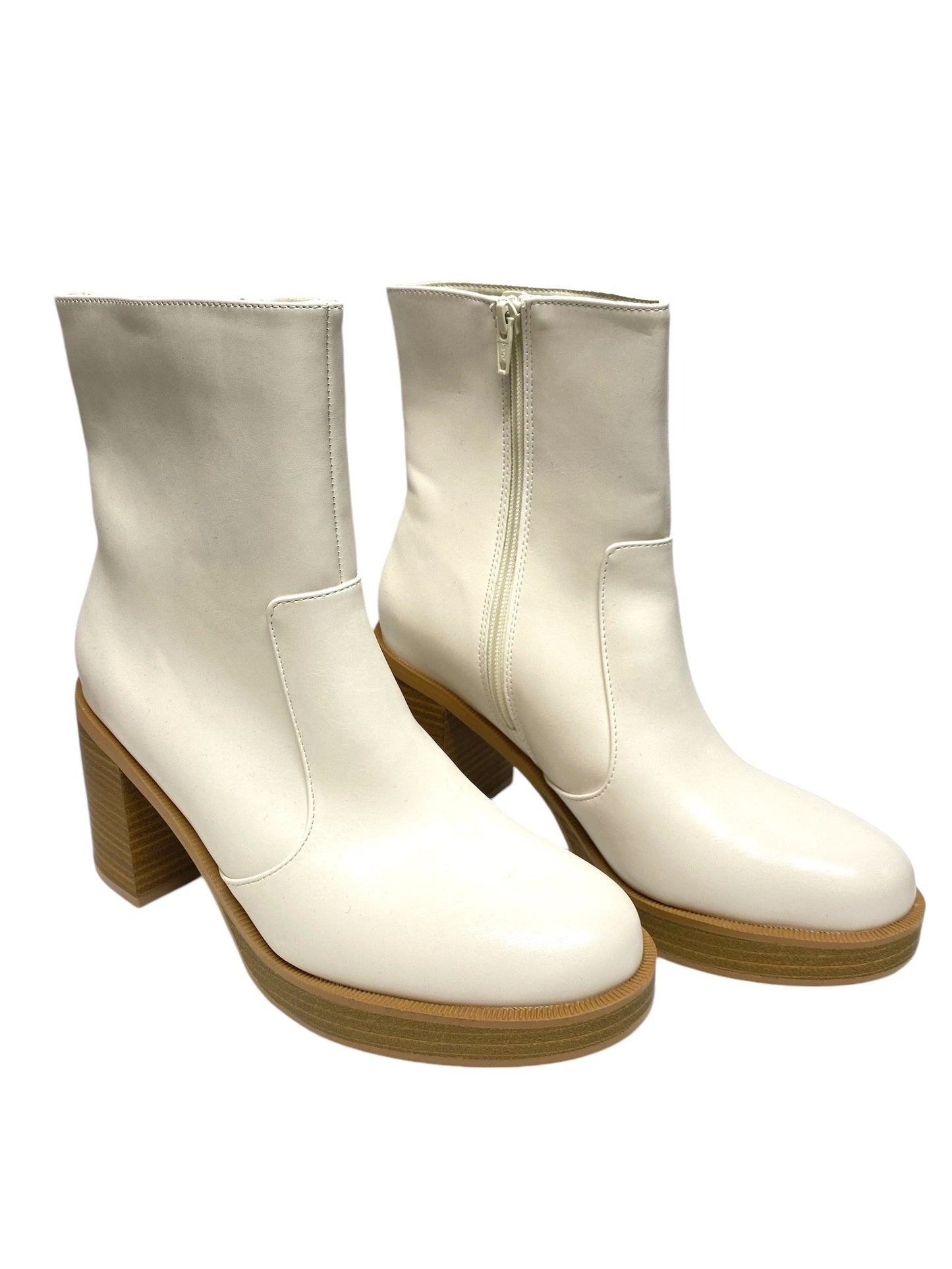 Boots Mid-calf Heels By Universal Thread In Tan & White, Size: 9.5