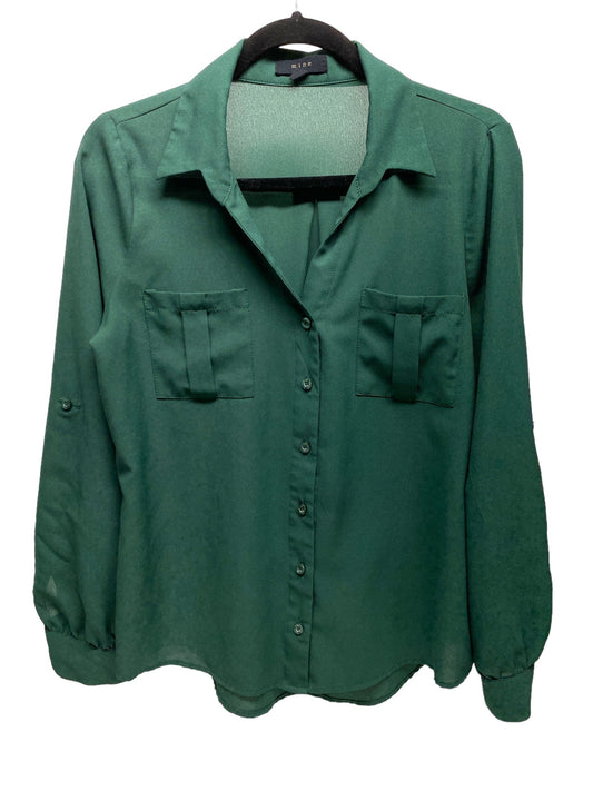 Top Long Sleeve By Mine In Green, Size: L