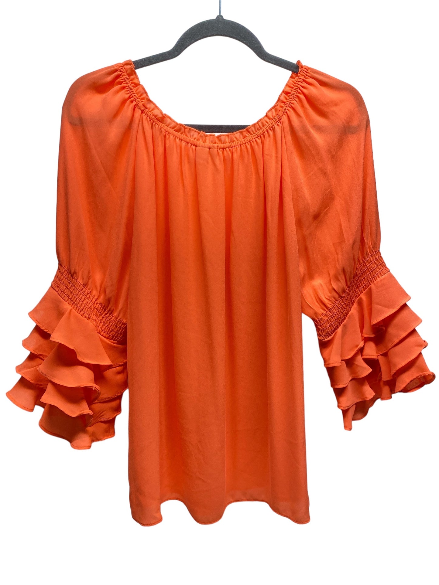 Top Long Sleeve By Cato In Coral, Size: L