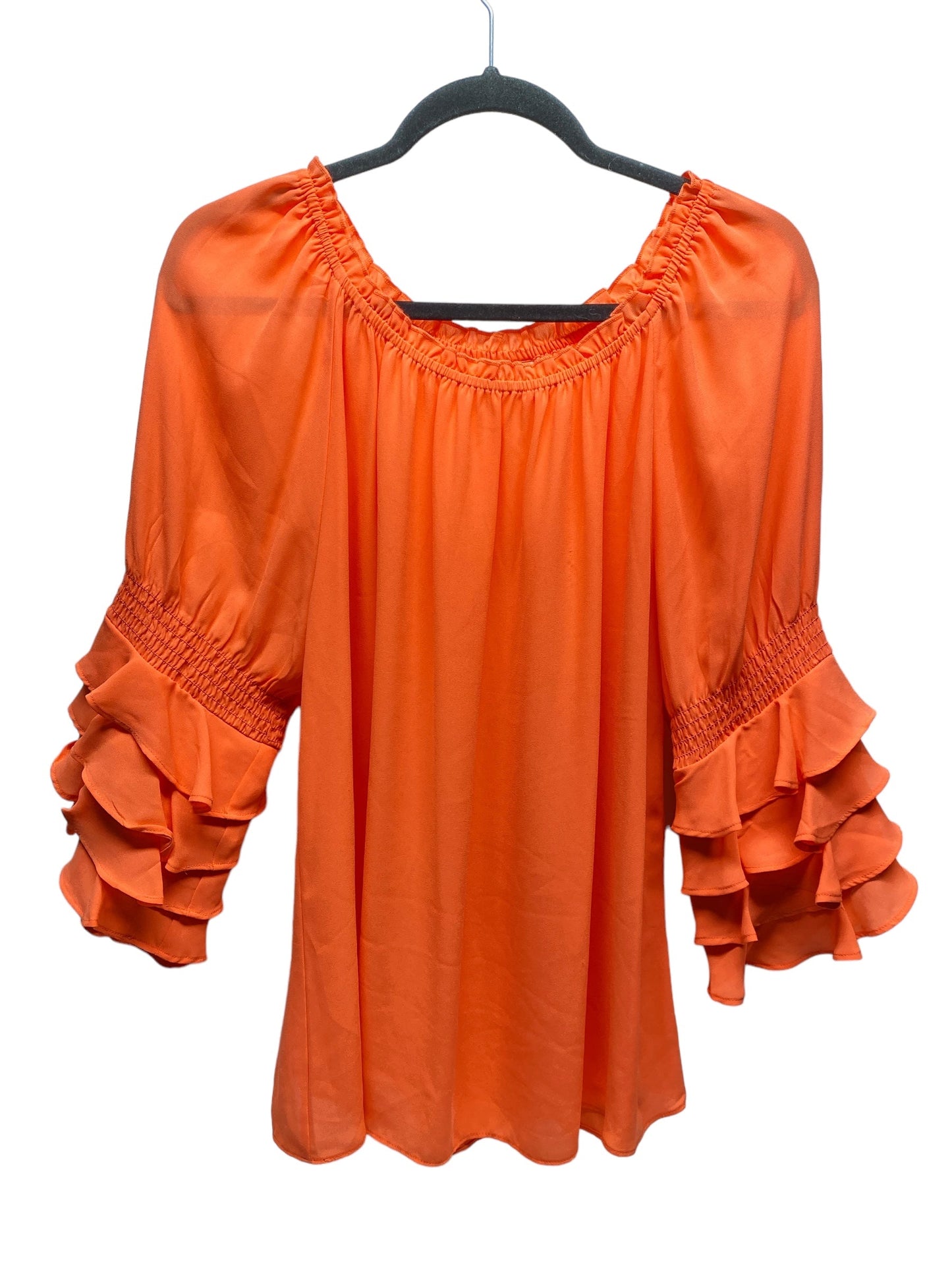 Top Long Sleeve By Cato In Coral, Size: L