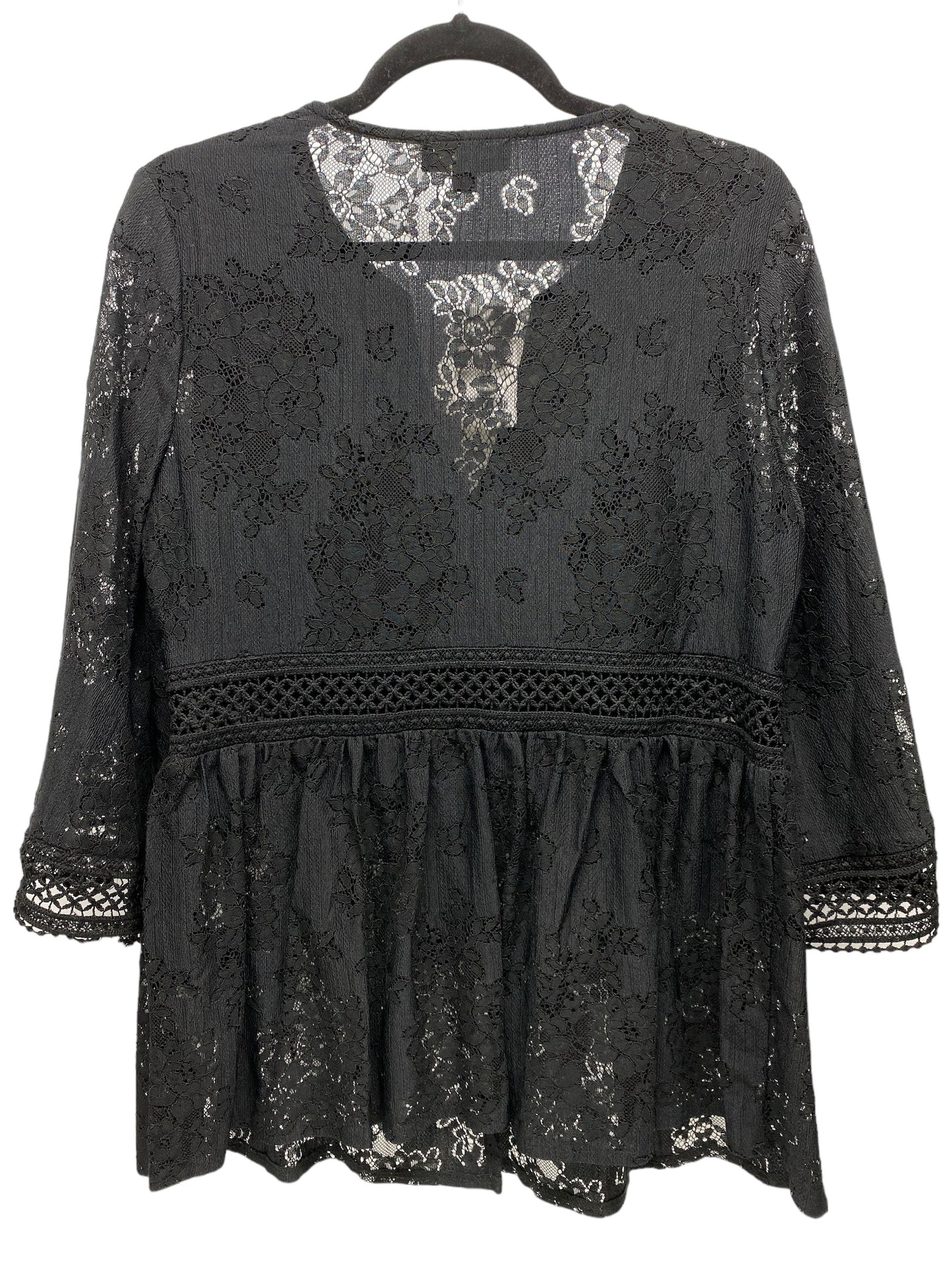 Top Long Sleeve By Suzanne Betro In Black, Size: L