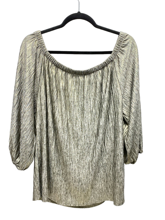 Top Long Sleeve By White House Black Market In Silver, Size: L