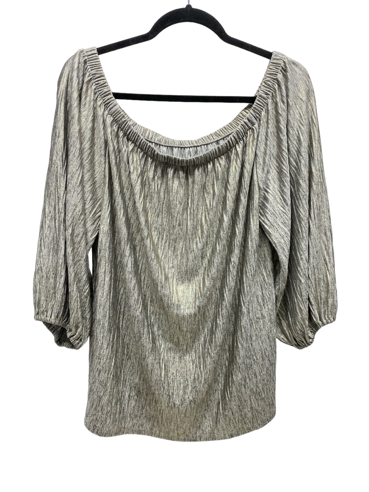 Top Long Sleeve By White House Black Market In Silver, Size: L