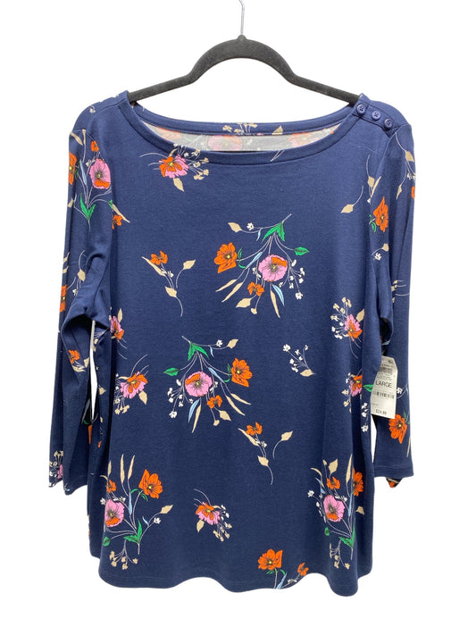 Top Long Sleeve By Charter Club In Floral Print, Size: L