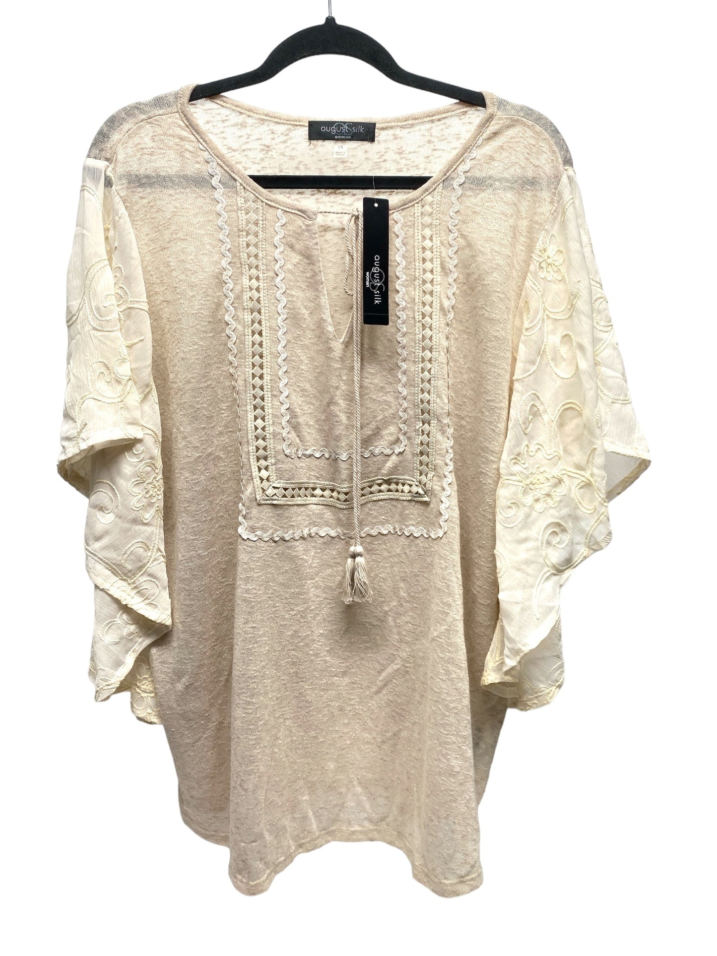 Top 3/4 Sleeve By August Silk In Beige, Size: 1x