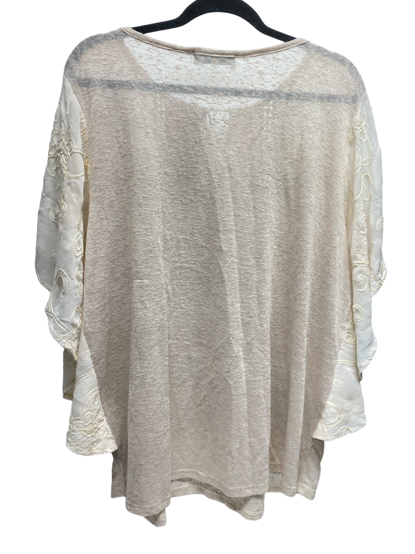 Top 3/4 Sleeve By August Silk In Beige, Size: 1x