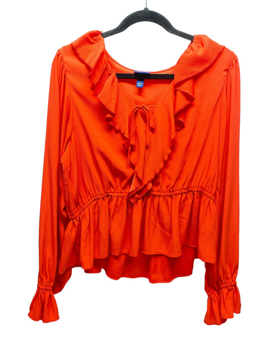 Top Long Sleeve By Scoop In Red, Size: L