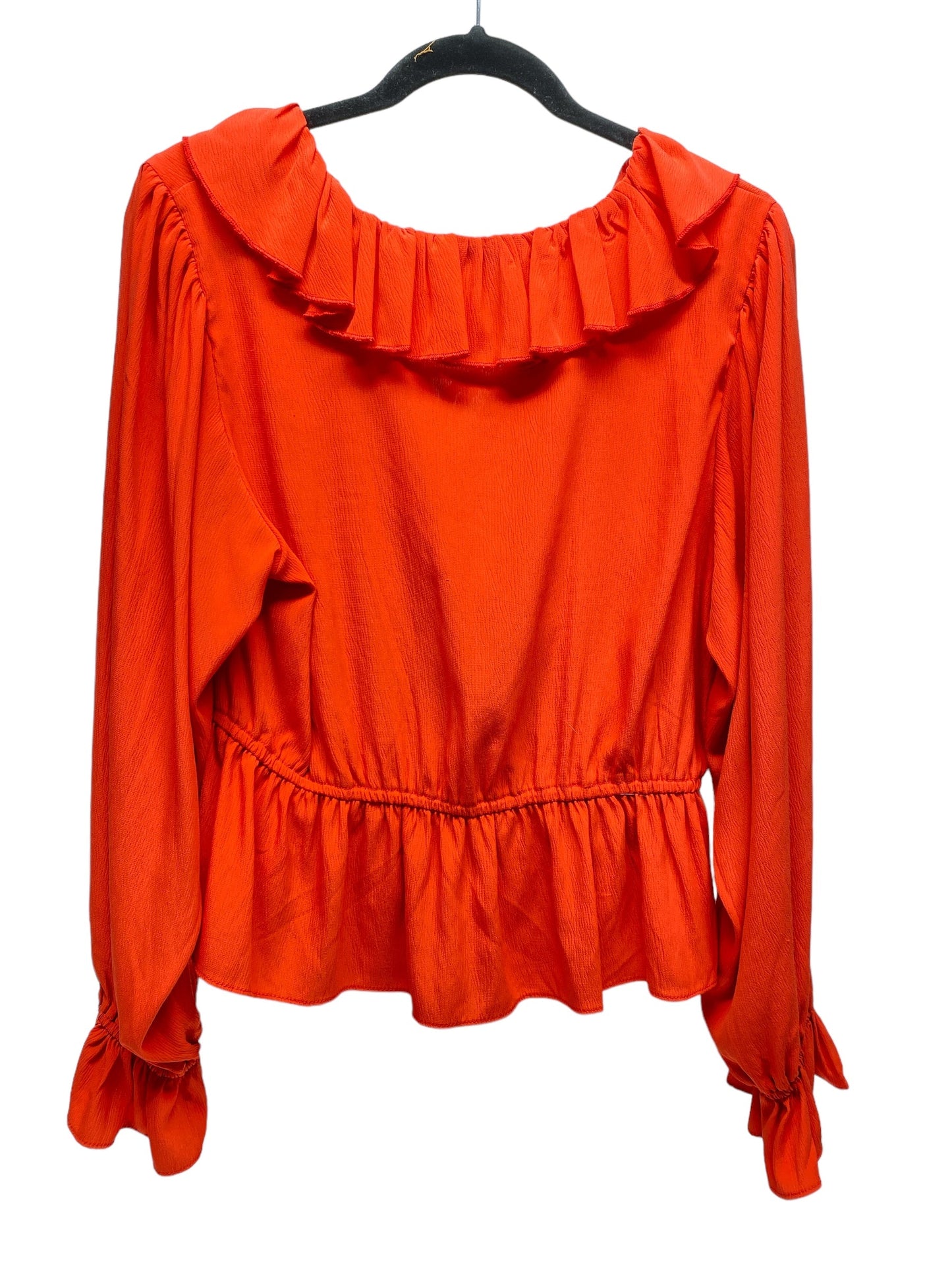 Top Long Sleeve By Scoop In Red, Size: L